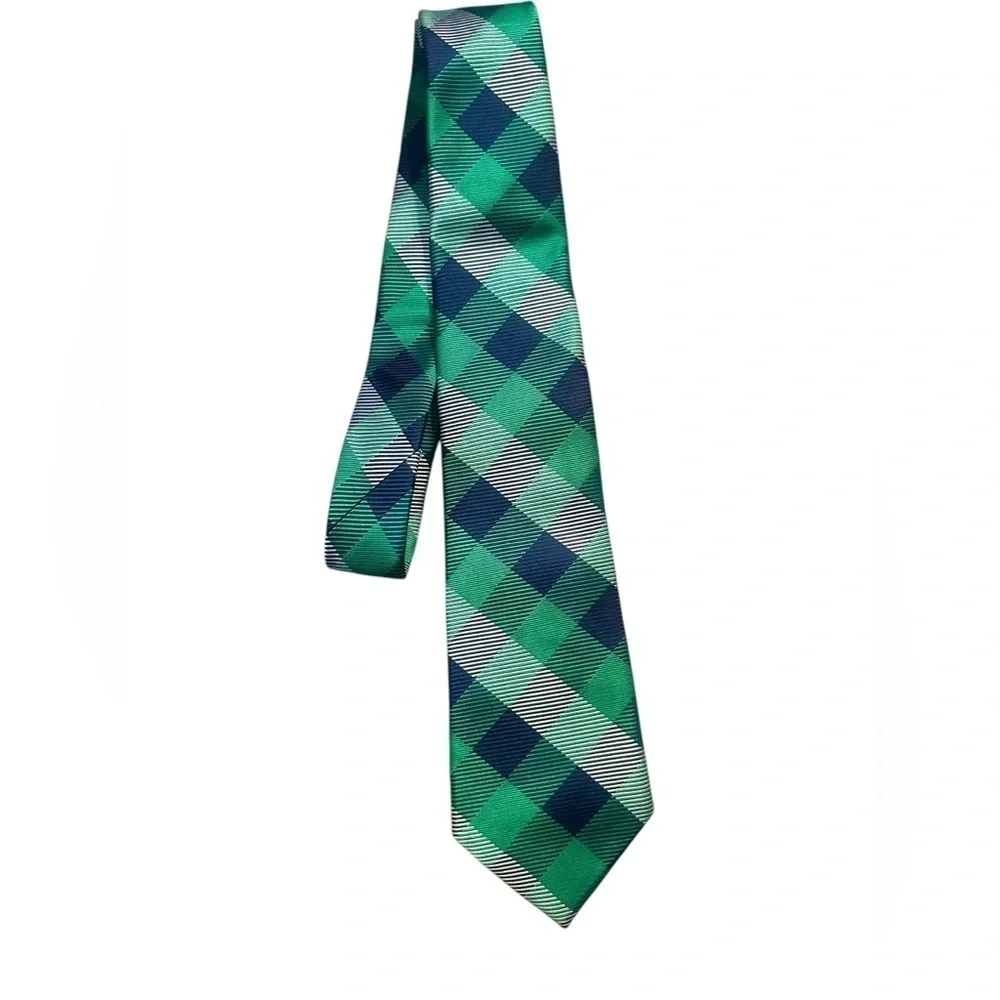 Lord & Taylor Boys Silk Neck Tie - Green and Blue Plaid